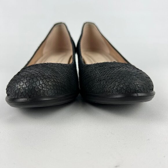 Ecco Womens Dress Pumps Black Snake Print Leather Block Heel size 38 US 7 - Picture 5 of 16